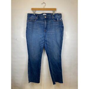Good American Good Curve Indigo Straight Leg Jean Cotton Stretch Plus Size 18
